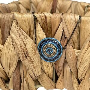 Evil Eye Chain Bracelet Blue Black Silver Adjustable